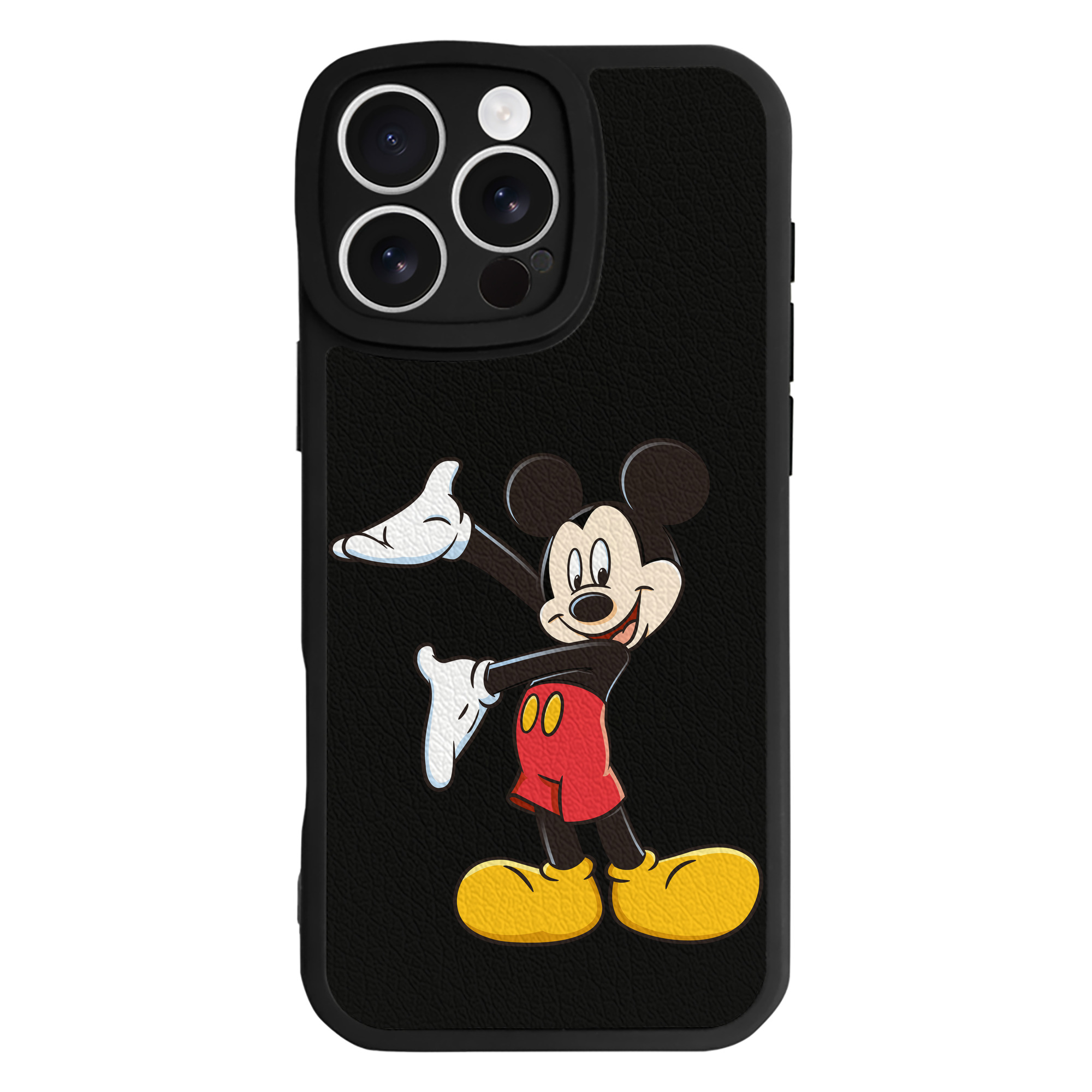 （画像用） ミッキーマウス Mickey Mouse 【iPhone 16シリーズ対応】シリコンスマホケース（レザー調） 材質：シリコン